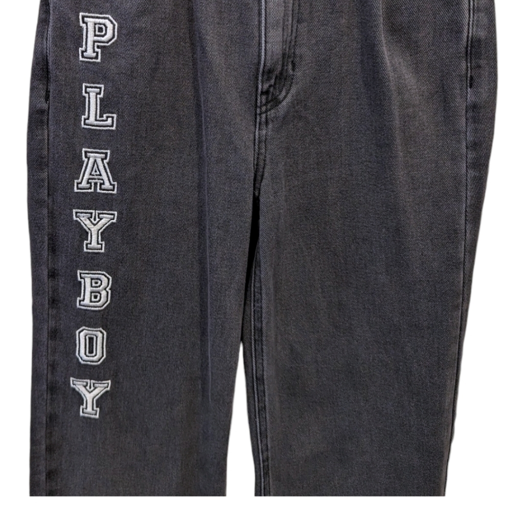 Playboy x PacSun 90s Split Seam Rigid Black Boyfriend Jeans (24) - Picture 4 of 6